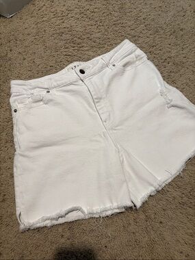 L.T.J (letter to Juliet) White Distressed Denim Shorts